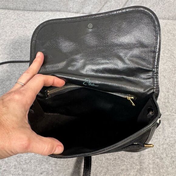 Vintage Etra Women's Black Suede Leather Crossbody Bag Small Casual - Picture 5 of 15